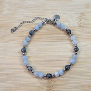 Anklet Artisan Aquamarine - Handmade Gemstone Everyday Jewelry - D049